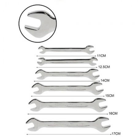 Kit 6 pezzi Chiavi inglesi set Forchetta doppia in Acciaio Attrezzi Piatte Fisse