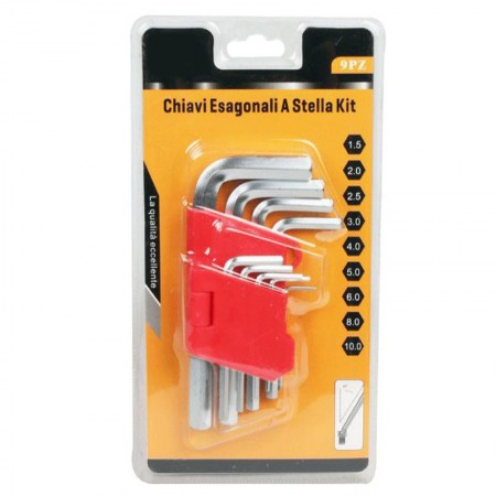Kit 18 Chiavi esagonali a Brugola ad L Attrezzi Set Bricolage Lavoro Misure