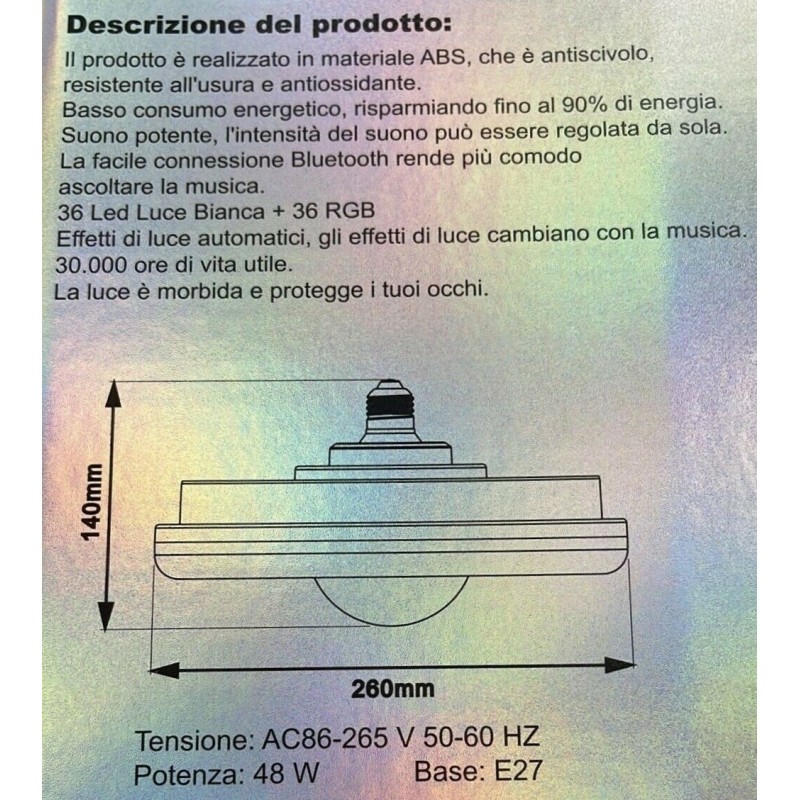 Srl - LAMPADA LED CON ALTOPARLANTE E RICARICA WIRELESS PER SMARTPHONE