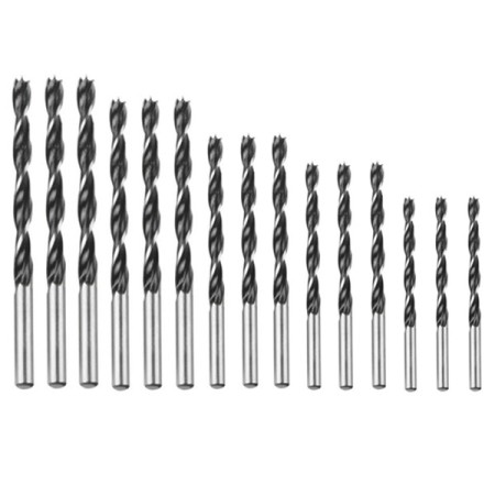 Set 15x Punte per Trapano per Legno Inserti Lavorazioni  Elicoidali Foratura kit