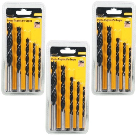 Set 15x Punte per Trapano per Legno Inserti Lavorazioni  Elicoidali Foratura kit