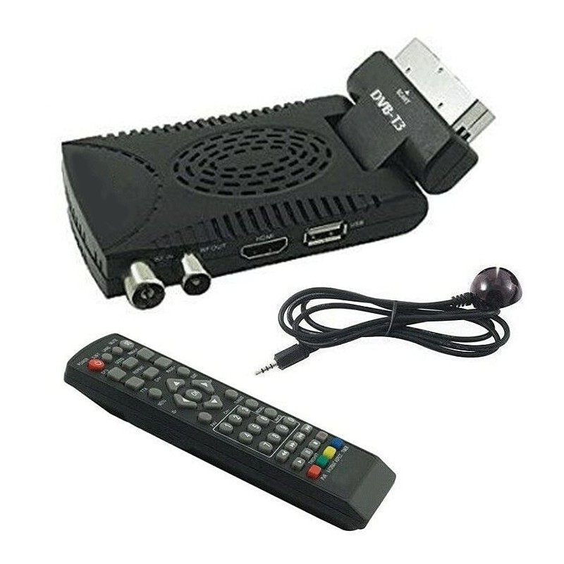 Decoder Mini Digitale terrestre DVB-T3 scart USB FULL HD Telecomando HDMI H265