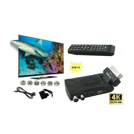 Decoder Mini Digitale terrestre DVB-T3 scart USB FULL HD Telecomando HDMI H265