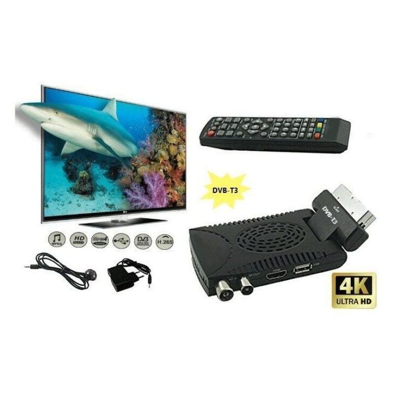 Andowl Decoder Mini Digitale terrestre DVB-T3 scart USB FULL HD Tel...
