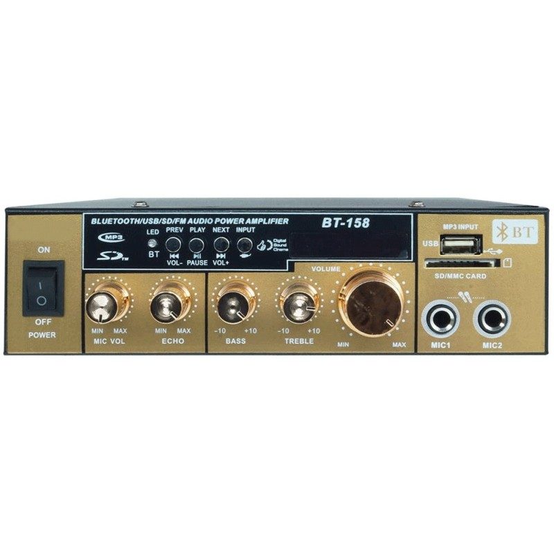 Hongu Amplificatore stereo 2 canali Bluetooth Karaoke Mp3 USB SD Ca...