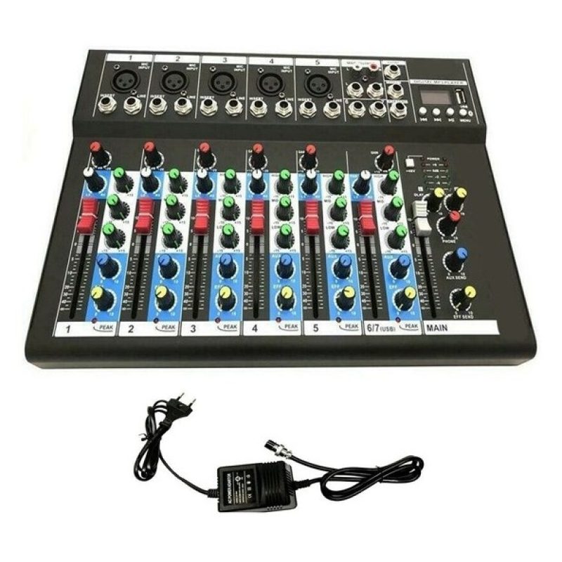 Hongu Mixer professionale a 7 vie canali bluetooth USB Mp3 feste pa...