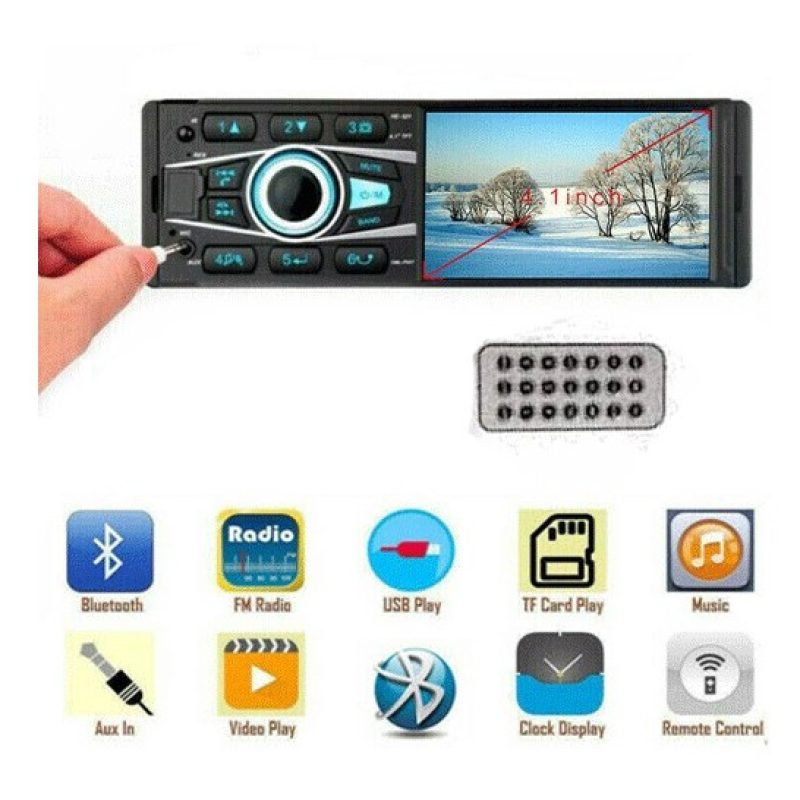 Hongu Autoradio 1Din display 4.1 pollici stereo Bluetooth USB MP5 L...