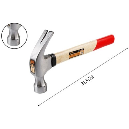 2x Martello da Carpentiere Professionale Manico legno 750g levachiodi testa tonda