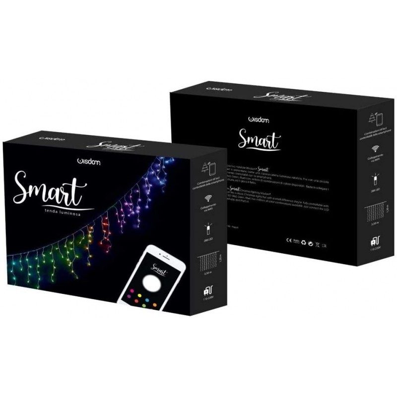 Tenda luminosa cascata luci LED natale esterno RGB Wifi natalizia p...