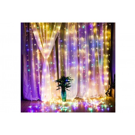 Tenda luminosa cascata luci LED natale esterno RGB Wifi natalizia pioggia smart