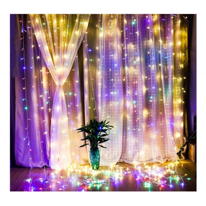 Tenda luminosa cascata luci LED natale esterno RGB Wifi natalizia p...