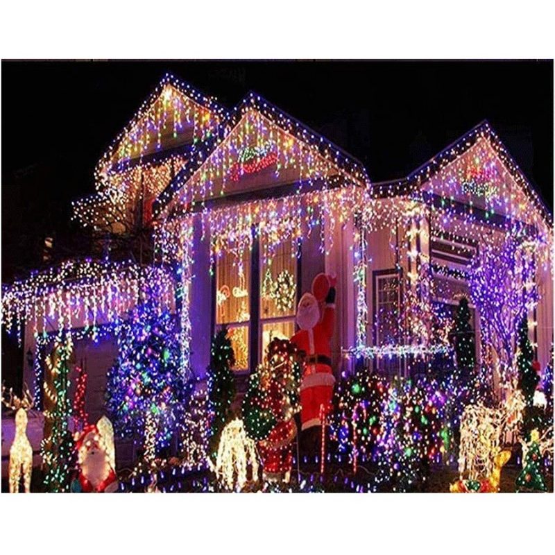 Tenda luminosa cascata luci LED natale esterno RGB Wifi natalizia p...