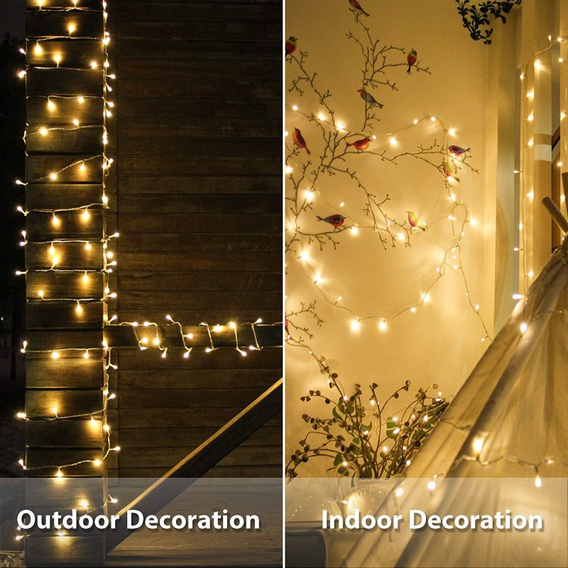 Hongu Catena luminosa Luci Natale 200 Led Decorazione albero Bianco...