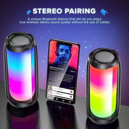 Altoparlante cassa Speaker LED Portatile Bluetooth Wireless Stereo USB RGB AUX