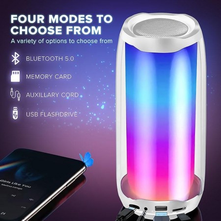 Altoparlante cassa Speaker LED Portatile Bluetooth Wireless Stereo USB RGB AUX