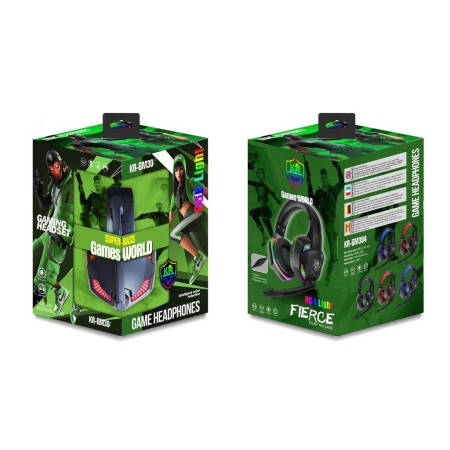 Cuffie da Gioco Microfono Luce RGB Gaming PC PS4 Stereo LED XBOX 3,5 Jack Bass
