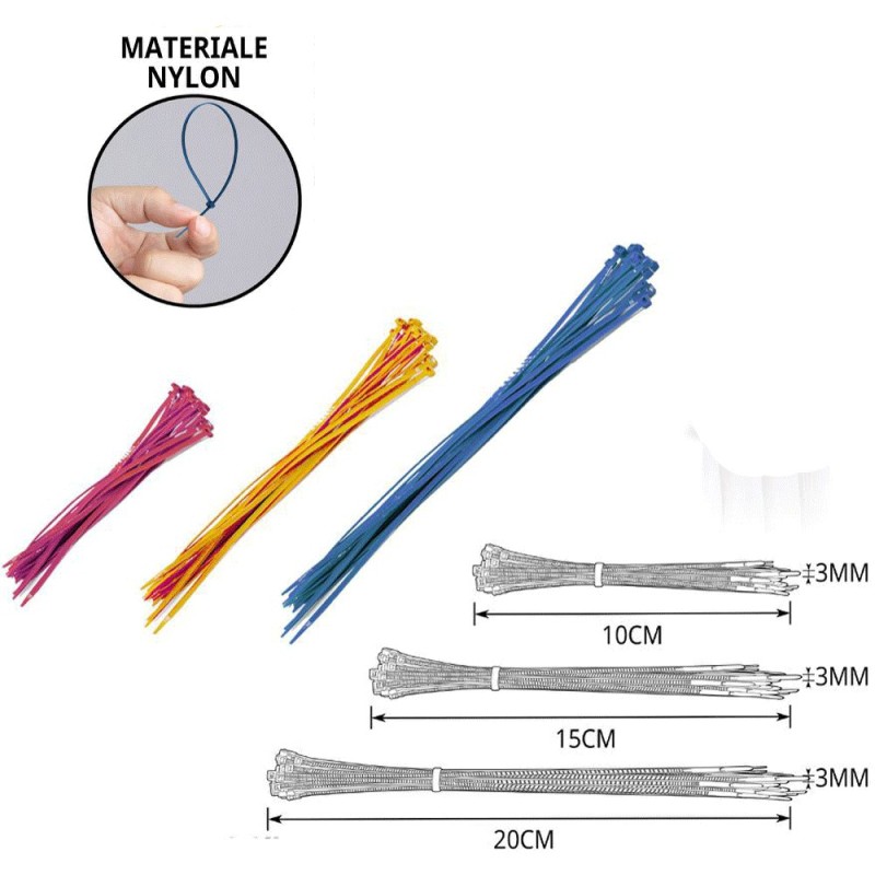 Hongu 750 Fascette 3 misure cavi elettrici Autostringenti colorate ...