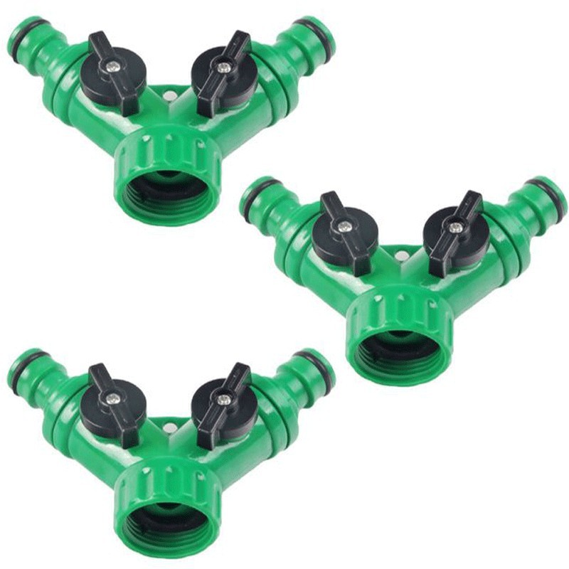 3x Portagomma Raccordo a due Vie Doppia Uscita Acqua Rubinetti Presa Giunto 