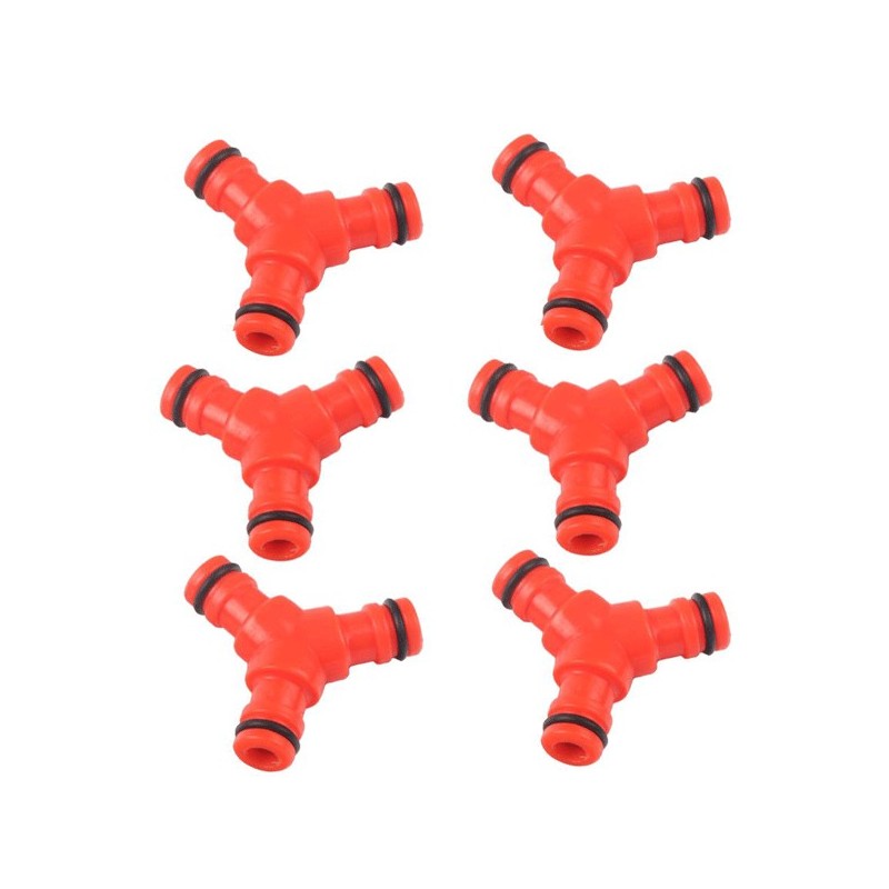 6x Portagomma Raccordo a tre vie Connettore tubo Acqua Giardino Giunto Aggancio