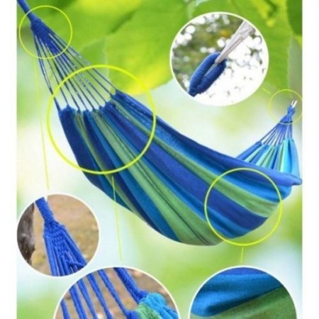 Amaca da giardino 200 kg max portatile con sacco cotone campeggio vacanze relax