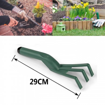 Piccolo Rastrello Pettine Giardino Scopetta Raccogli con Manico Terra Attrezzi