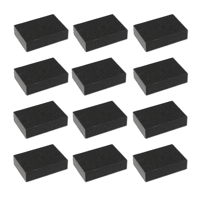 12 Spugne Abrasive Carta Vetrata Spugnette per Carteggiare Lucidare Levigatura