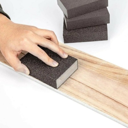 12 Spugne Abrasive Carta Vetrata Spugnette per Carteggiare Lucidare Levigatura