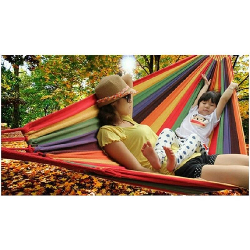 Amaca da giardino 200 kg max portatile con sacco cotone campeggio vacanze relax