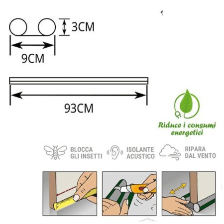 Parafreddo Paraspifferi Sottoporta Doppio Porta Para Spifferi Freddo Isolante
