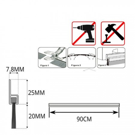 2x Paraspifferi Parafreddo con spazzola Sotto porta finestra Adesivo PVC 90 cm