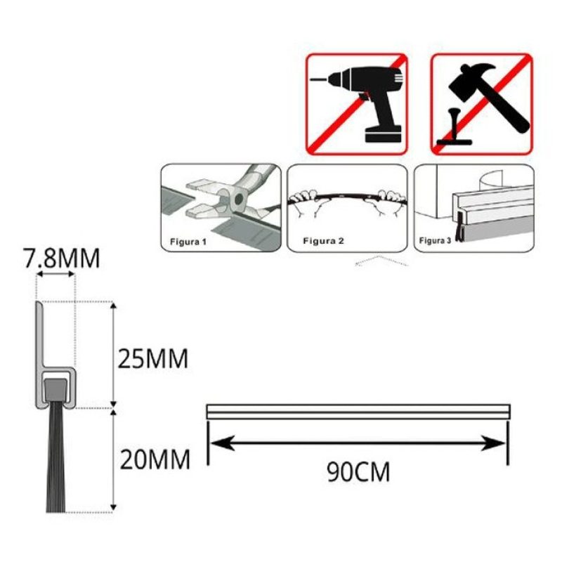 Hongu 2x Paraspifferi Parafreddo con spazzola Sotto porta finestra ...