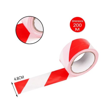 6x NASTRO SEGNALETICO LAVORI IN CORSO CANTIERE ROSSO/BIANCO STRADALE