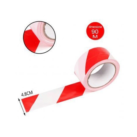 6x NASTRO SEGNALETICO LAVORI IN CORSO CANTIERE ROSSO/BIANCO STRADALE