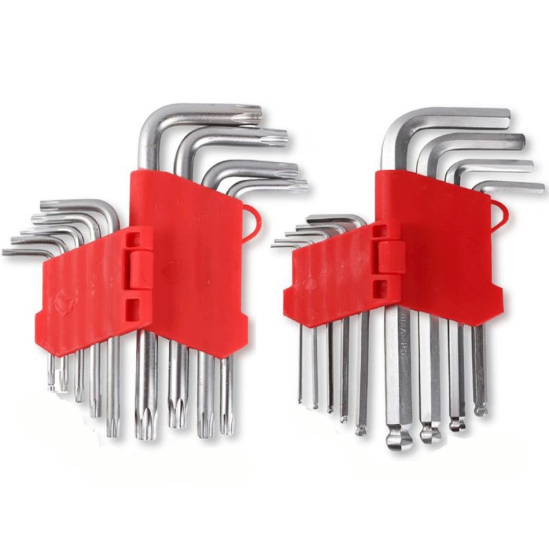 Set 18 Chiavi esagonali a Stella e brugola L Bricolage supporto lunghe chiavini