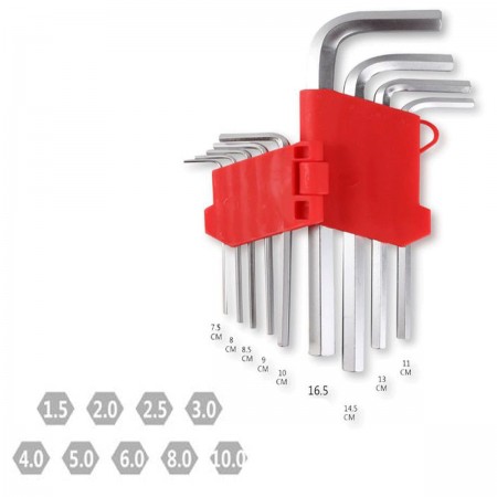 Set 18 Chiavi esagonali a Brugola ad elle Bricolage supporto piegata lunghe L