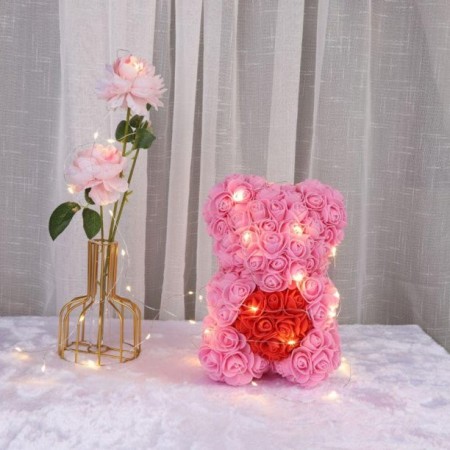 Orso Orsetto di Rose Artificiale Fiore Regalo 25CM San valentino compleanno Capodanno