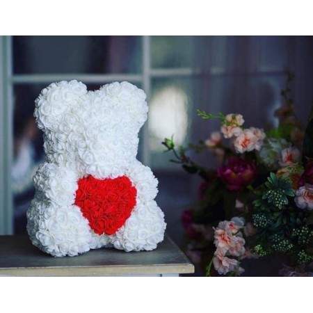 Orso Orsetto di Rose Artificiale Fiore Regalo 25CM San valentino compleanno Capodanno