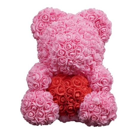 Orso Orsetto di Rose Artificiale Fiore Regalo 25CM San valentino compleanno Capodanno