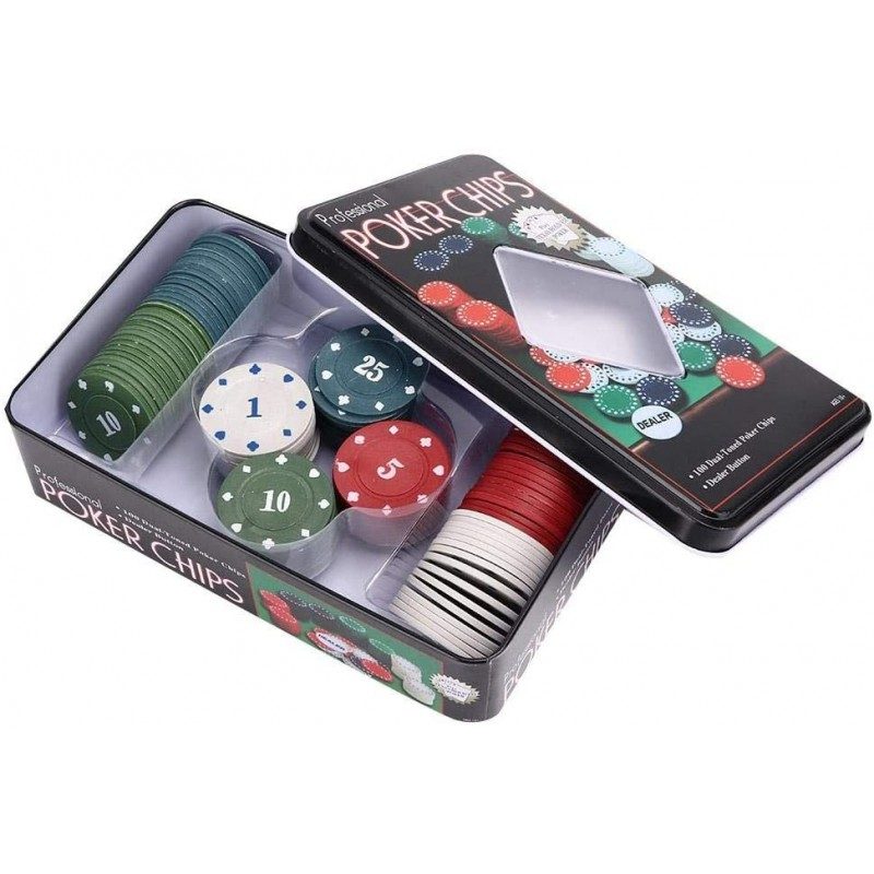 Set Poker 100 Fiches Chips Gioco Bottone dealer texano texas holdem...