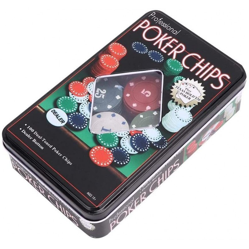 Set Poker 100 Fiches Chips Gioco Bottone dealer texano texas holdem...