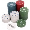 Set Poker 100 Fiches Chips Gioco Bottone dealer texano texas holdem...