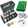 Set Poker 200 Fiches Chips 2 mazzi carte texas hold'em panno deal G...