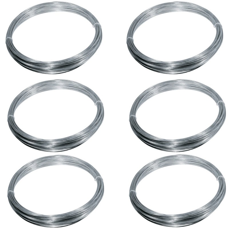 6 rotoli di Filo di ferro zincato Fai da te per legature Dm. 0.7 MT 20  Matassa