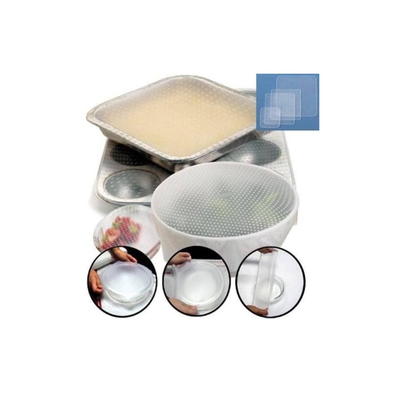 4 coperchio Silicone Pezzi Guarnizione ermetici Mantenere Cibo Fresco freschi