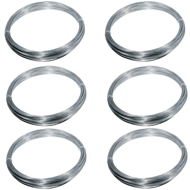 6 rotoli di Filo di ferro zincato Fai da te per legature Dm.1mm MT 20 30 Matassa