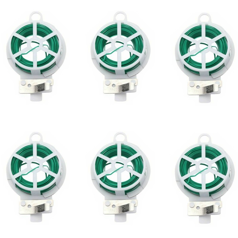6 Bobina Filo da giardinaggio Plastificato Piante legature MT 20 Giardino ferro
