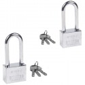 2x Lucchetto arco alto chiavi Antiscasso Corazzato Catenaccio Acciaio Sicurezza