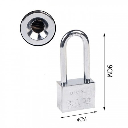 2x Lucchetto arco alto chiavi Antiscasso Corazzato Catenaccio Acciaio Sicurezza