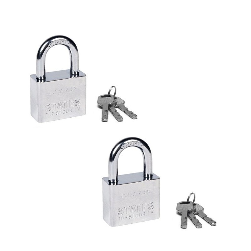 2x Lucchetto arco 3 chiavi Antiscasso Corazzato Catenaccio Acciaio Sicurezza