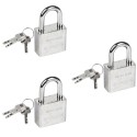 3x Lucchetto arco 3 chiavi Antiscasso Corazzato Catenaccio Acciaio Sicurezza
